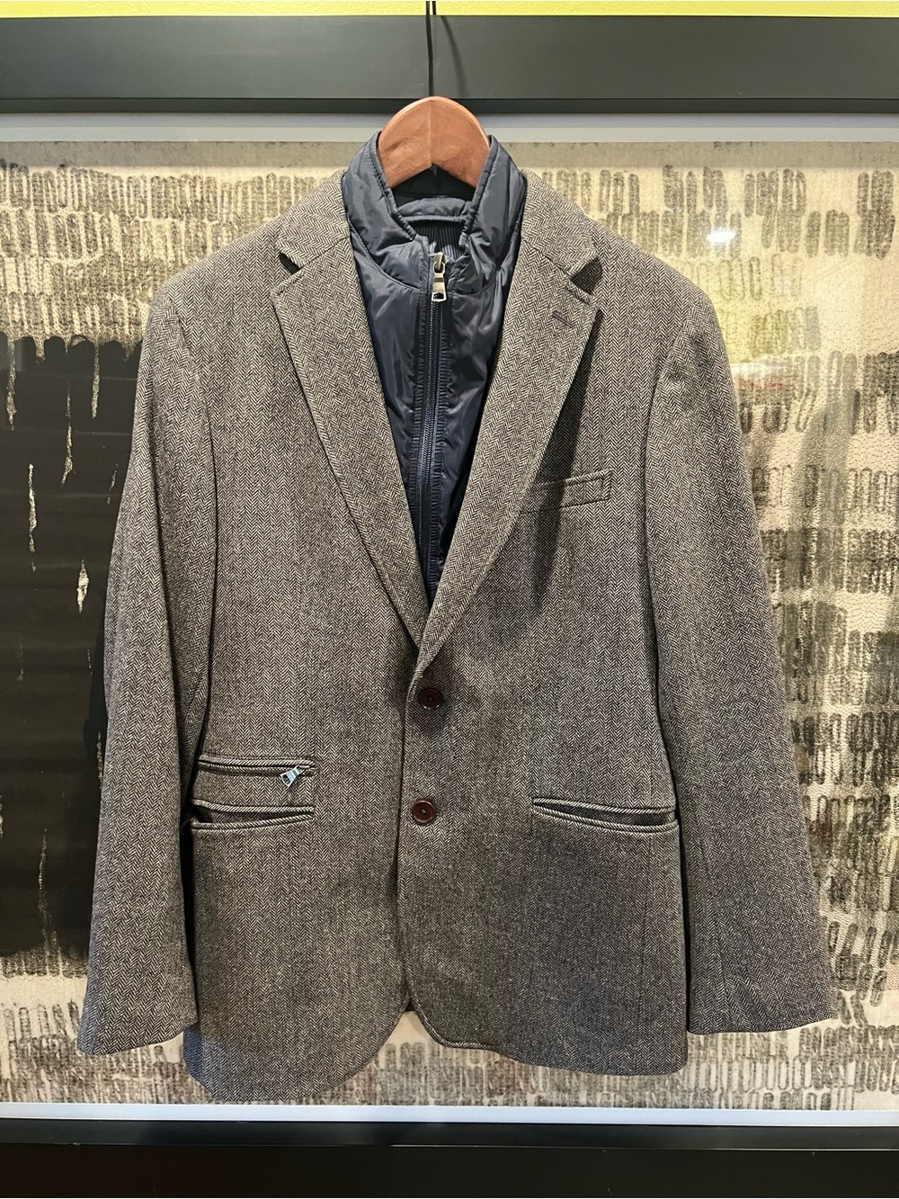 Banana Republic Herringbone 2-in-1 Blazer Jacket Removable Bib 38S
